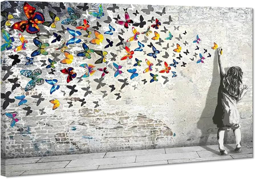 No.143フレーム付きキャンバスアートオマージュアートバンクシー絵画